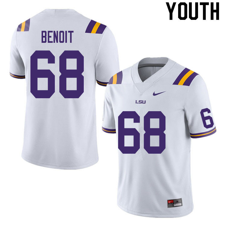 Youth #68 Jace Benoit LSU Tigers College Football Jerseys Sale-White